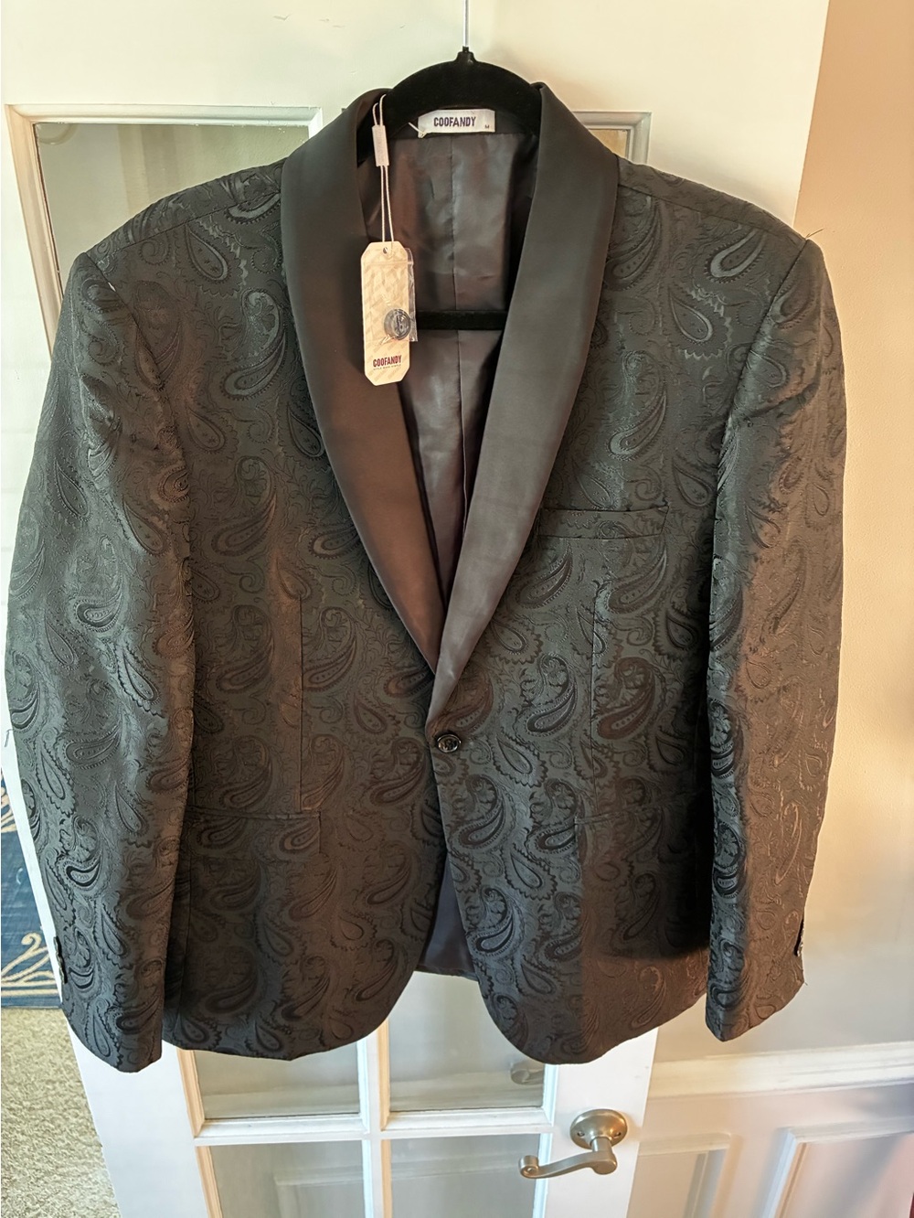 Black Paisley Shawl Collar Blazer